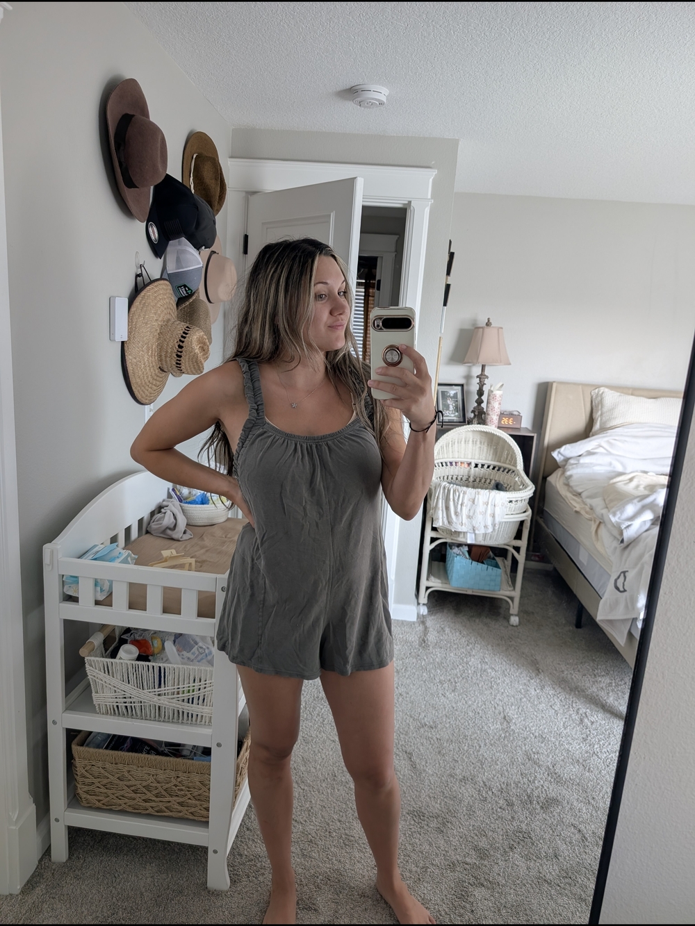 FP Movement by Free People Olive Green Crossback Romper
